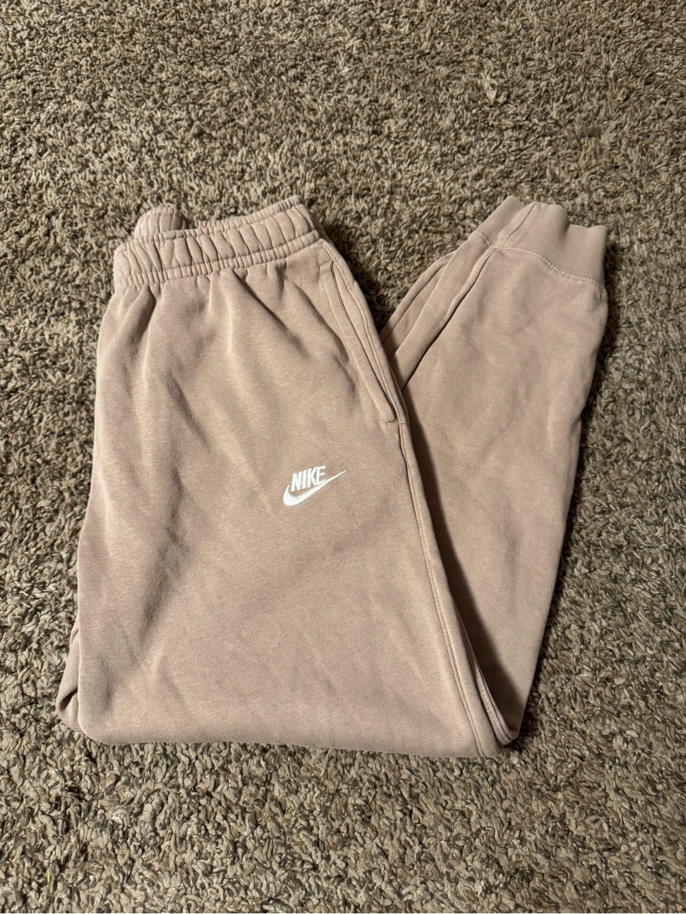 Nike Men's Tan Joggers with White Swoosh